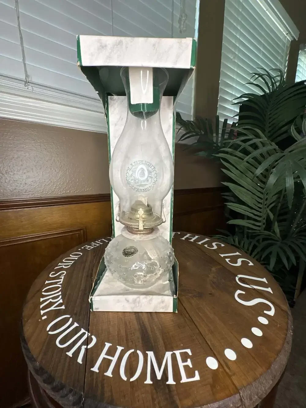 Lamplight Farms Vintage Hobnail Glass Hurricane Oil Lamp
